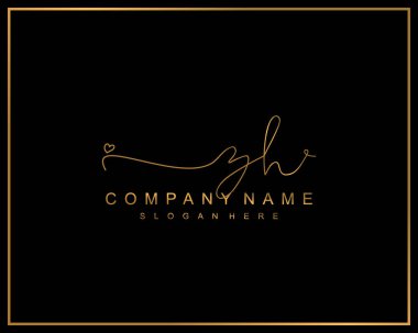 Başlangıç imzalı ZH logosu, makyaj, düğün, moda, takım, lüks logo