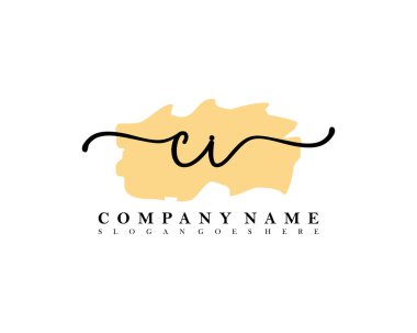 Başlangıç olarak imzalı el yazısı logosu, makyaj, düğün, moda, fırça darbesi şablonu
