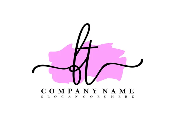 Inicial Logotipo Escritura Mano Firma Inicial Maquillaje Boda Moda Con — Vector de stock