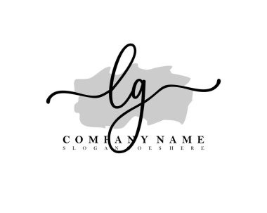 İlk imzalı LG el yazısı logosu, makyaj, düğün, moda, fırça darbesi şablonu