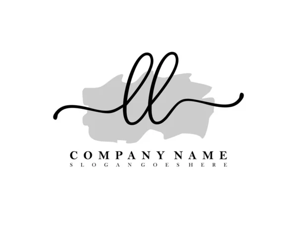 Inicial Logotipo Escritura Mano Firma Inicial Maquillaje Boda Moda Con — Vector de stock