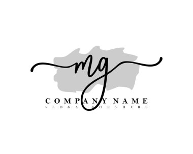 Başlangıç imzalı MG el yazısı logosu, makyaj, düğün, moda, fırça darbesi şablonu