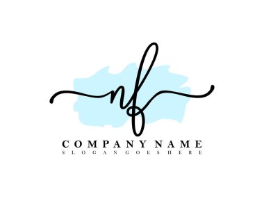 İlk imzalı NF el yazısı logosu, makyaj, düğün, moda, fırça darbesi şablonu