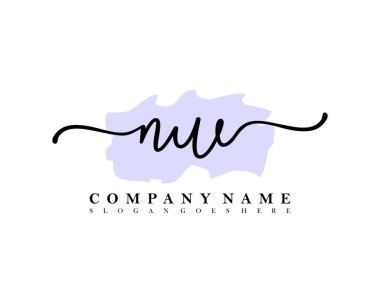 Initial NW handwriting logo of initial signature, make up, wedding, fashion, with brush stroke template clipart