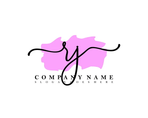 Initial Handwriting Logo Initial Signature Make Wedding Fashion Brush Stroke — Stock Vector