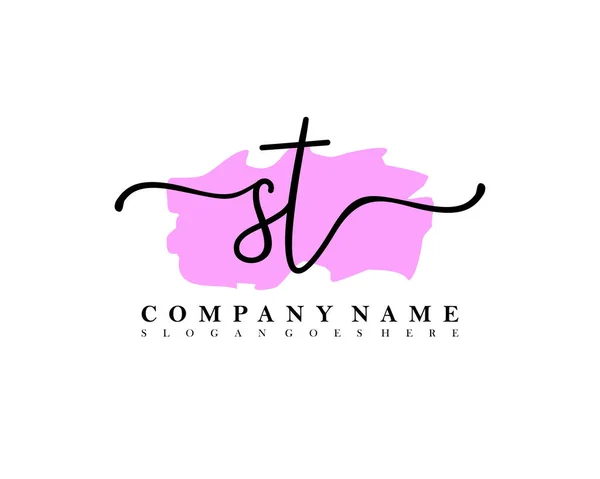 Initial Handwriting Logo Initial Signature Make Wedding Fashion Brush Stroke — Stock Vector