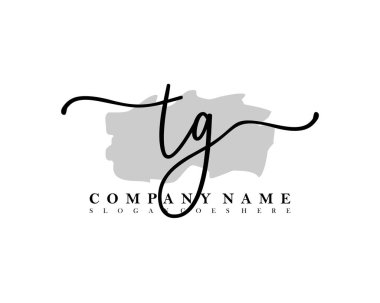 İlk imzalı TG el yazısı logosu, makyaj, düğün, moda, fırça darbesi şablonu