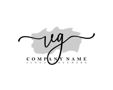 İlk imzalı VG el yazısı logosu, makyaj, düğün, moda, fırça darbesi şablonu