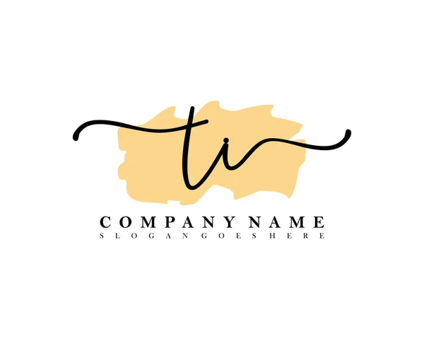 Iniziale Calligrafia Logo Firma Iniziale Trucco Matrimonio Moda Con Pennello — Vettoriale Stock
