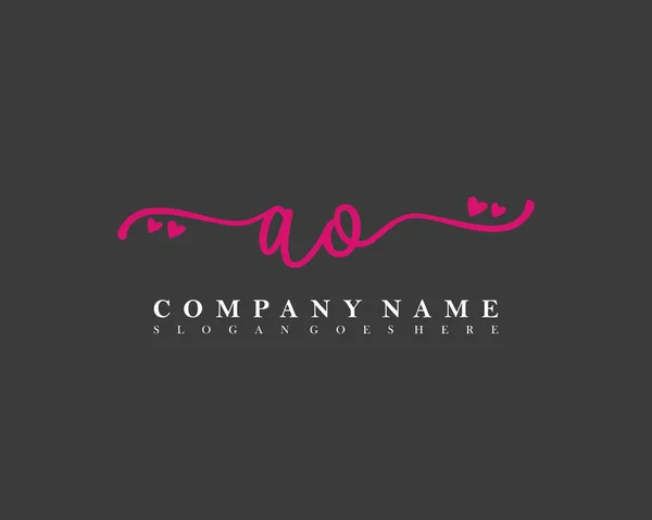 Inicial Caligrafía Femenina Logotipo Firma Inicial Maquillaje Boda Moda Con — Vector de stock