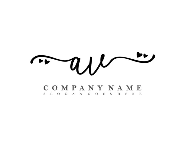 Inicial Letra Femenina Logotipo Firma Inicial Maquillaje Boda Moda Con — Vector de stock