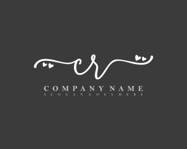 İlk imzalı CR el yazısı kadın logosu, makyaj, düğün, moda, kalple.