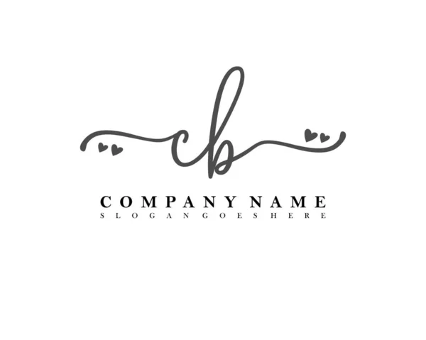 Inicial Escritura Mano Femenina Logotipo Firma Inicial Maquillaje Boda Moda — Vector de stock