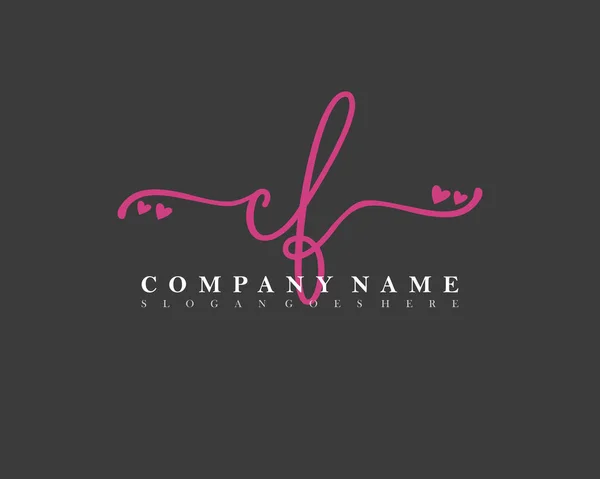 Inicial Caligrafía Femenina Logotipo Firma Inicial Maquillaje Boda Moda Con — Archivo Imágenes Vectoriales