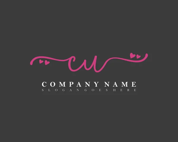 Inicial Caligrafía Femenina Logotipo Firma Inicial Maquillaje Boda Moda Con — Vector de stock