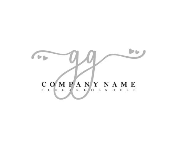 Initial Handwriting Feminin Logo Initial Signature Make Wedding Fashion Heart — Stock Vector