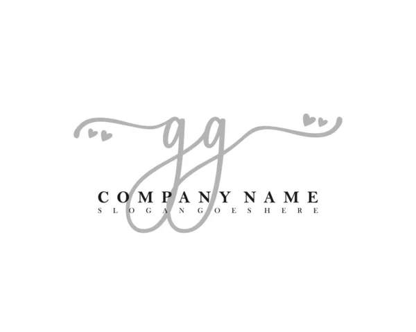 Inicial Caligrafía Femenina Logotipo Firma Inicial Maquillaje Boda Moda Con — Vector de stock