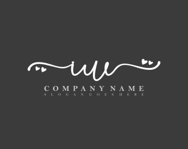 İlk IW el yazısı ilk imzalı kadın logosu, makyaj, düğün, moda, kalple.