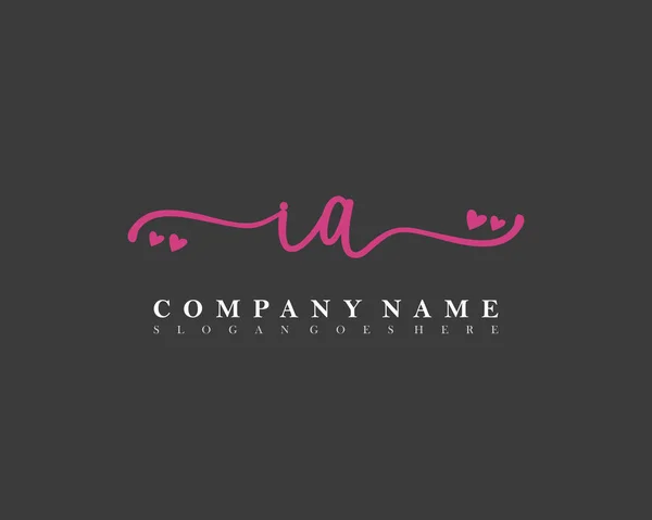 Inicial Escritura Mano Logotipo Femenino Firma Inicial Maquillaje Boda Moda — Vector de stock