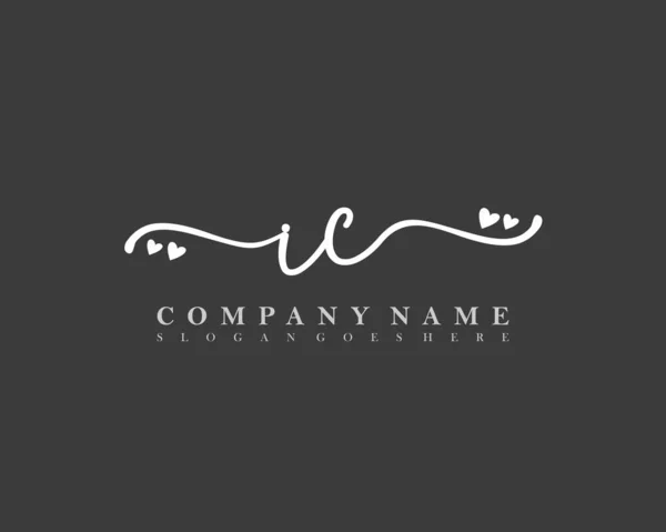 Inicial Letra Logotipo Femenino Firma Inicial Maquillaje Boda Moda Con — Vector de stock