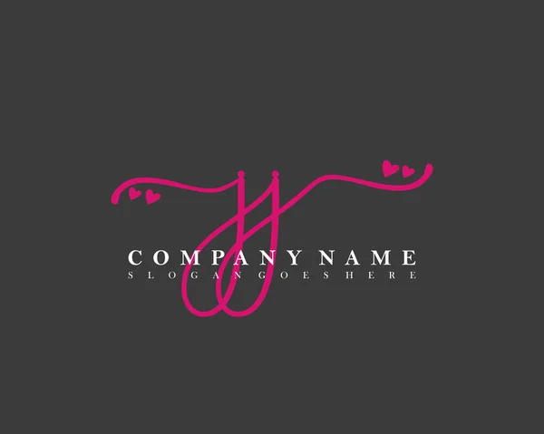 Inicial Escritura Mano Logotipo Femenino Firma Inicial Maquillaje Boda Moda — Vector de stock