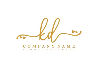 İlk imzalı KD el yazısı kadın logosu, makyaj, düğün, moda, kalple
