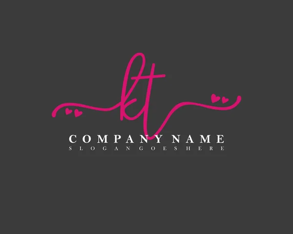 Inicial Escritura Mano Logotipo Femenino Firma Inicial Maquillaje Boda Moda — Vector de stock