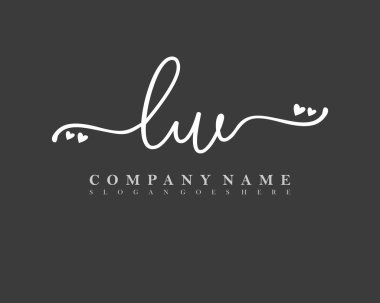 İlk imzalı LW el yazısı kadın logosu, makyaj, düğün, moda, kalple