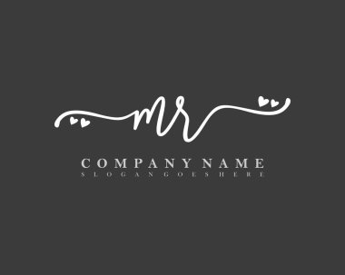 İlk imzalı MR el yazısı kadın logosu, makyaj, düğün, moda, kalple.