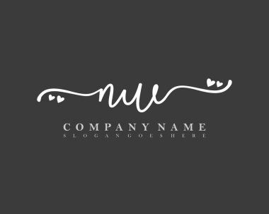 İlk imzalı NW el yazısı kadın logosu, makyaj, düğün, moda, kalple.