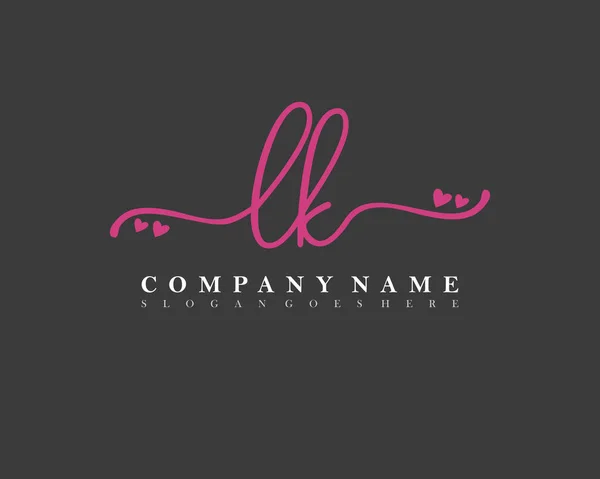 Initial Handwriting Feminin Logo Initial Signature Make Wedding Fashion Heart — Stock Vector