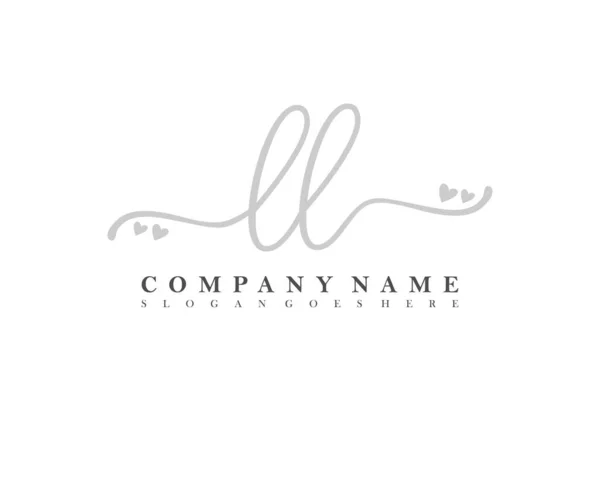 Initiale Écriture Logo Féminin Signature Initiale Maquillage Mariage Mode Avec — Image vectorielle