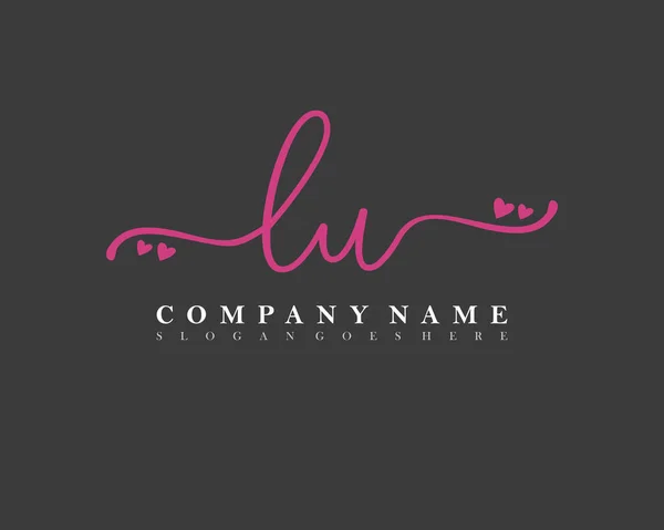 Écriture Initiale Logo Féminin Signature Initiale Maquillage Mariage Mode Avec — Image vectorielle