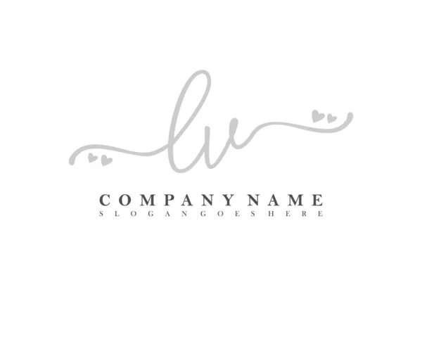 Inicial Escritura Femenina Logotipo Firma Inicial Maquillaje Boda Moda Con — Vector de stock