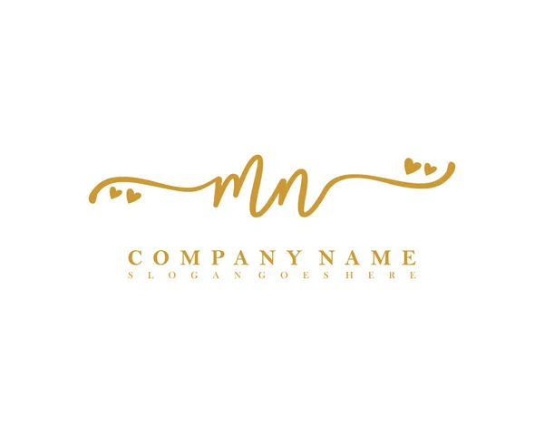 Inicial Caligrafía Femenina Logotipo Firma Inicial Maquillaje Boda Moda Con — Vector de stock