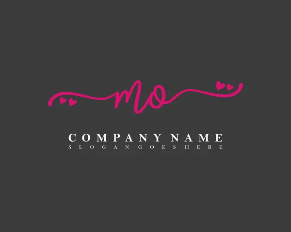 Inicial Escritura Mano Femenina Logotipo Firma Inicial Maquillaje Boda Moda — Vector de stock