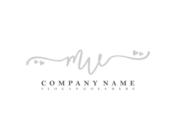 Inicial Caligrafía Femenina Logo Firma Inicial Maquillaje Boda Moda Con — Vector de stock