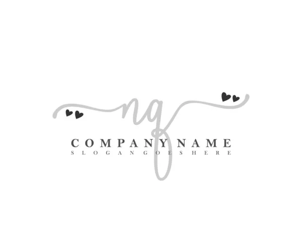 Inicial Caligrafía Femenina Logotipo Firma Inicial Maquillaje Boda Moda Con — Vector de stock