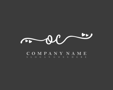 İlk imzalı OC el yazısı kadın logosu, makyaj, düğün, moda, kalple.