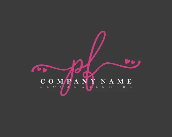 Initiale Écriture Féminine Logo Signature Initiale Maquillage Mariage Mode Avec — Image vectorielle