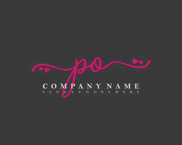 Initial Handwriting Feminin Logo Initial Signature Make Wedding Fashion Heart — Stock Vector