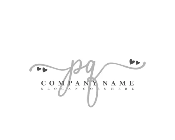 Inicial Caligrafía Femenina Logotipo Firma Inicial Maquillaje Boda Moda Con — Vector de stock