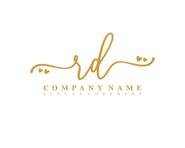 Initial Handwriting Feminin Logo Initial Signature Make Wedding Fashion Heart — Stock Vector