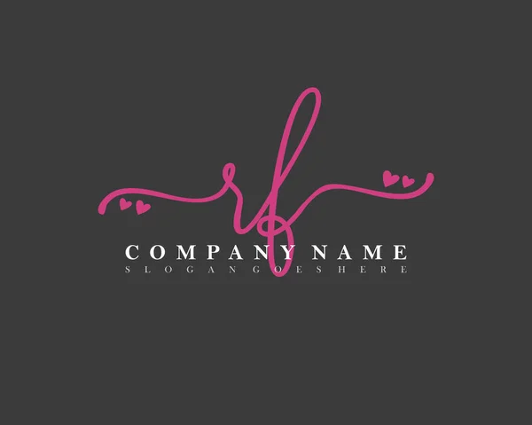 Początkowe Pismo Feministyczne Logo Pierwszego Podpisu Makijaż Ślub Moda Sercem — Wektor stockowy