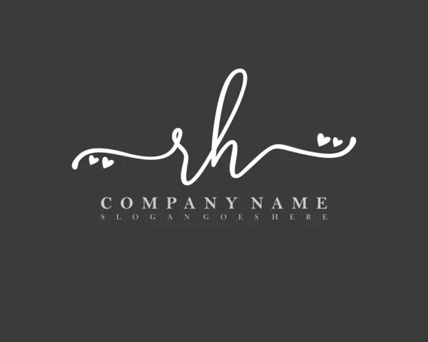 Initial Handwriting Feminin Logo Initial Signature Make Wedding Fashion Heart — Stock Vector
