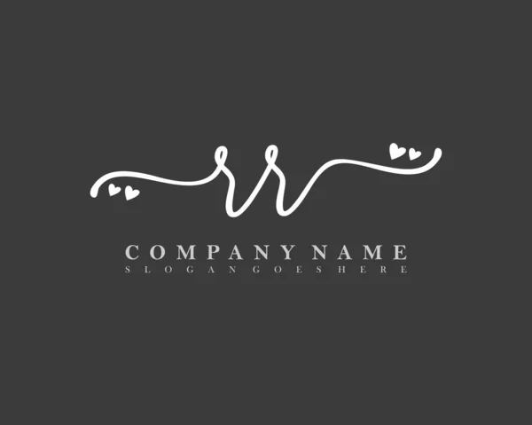 Inicial Escritura Mano Logotipo Femenino Firma Inicial Maquillaje Boda Moda — Vector de stock