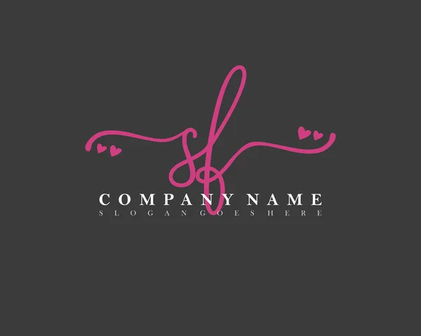 Inicial Escritura Mano Logotipo Femenino Firma Inicial Maquillaje Boda Moda — Vector de stock