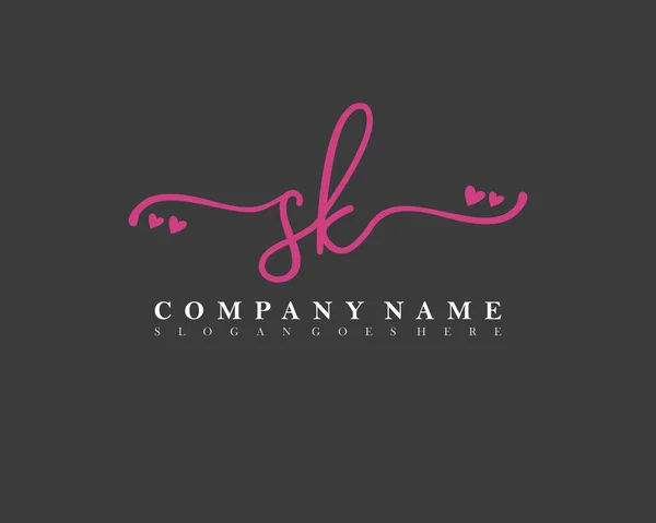 Iniziale Calligrafia Femminile Logo Firma Iniziale Trucco Matrimonio Moda Con — Vettoriale Stock