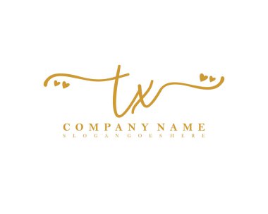 İlk imzalı TX el yazısı kadın logosu, makyaj, düğün, moda, kalple