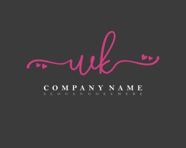 İlk WK el yazısı ilk imzalı kadın logosu, makyaj, düğün, moda, kalple